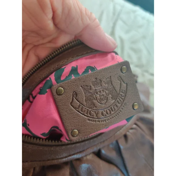 Vtg Juicy Couture Hobo Purse Brown Goatskin Leather - Picture 13 of 16